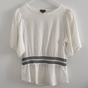 Vince Camuto Puff Sleeve Smocked Waist Peplum Top